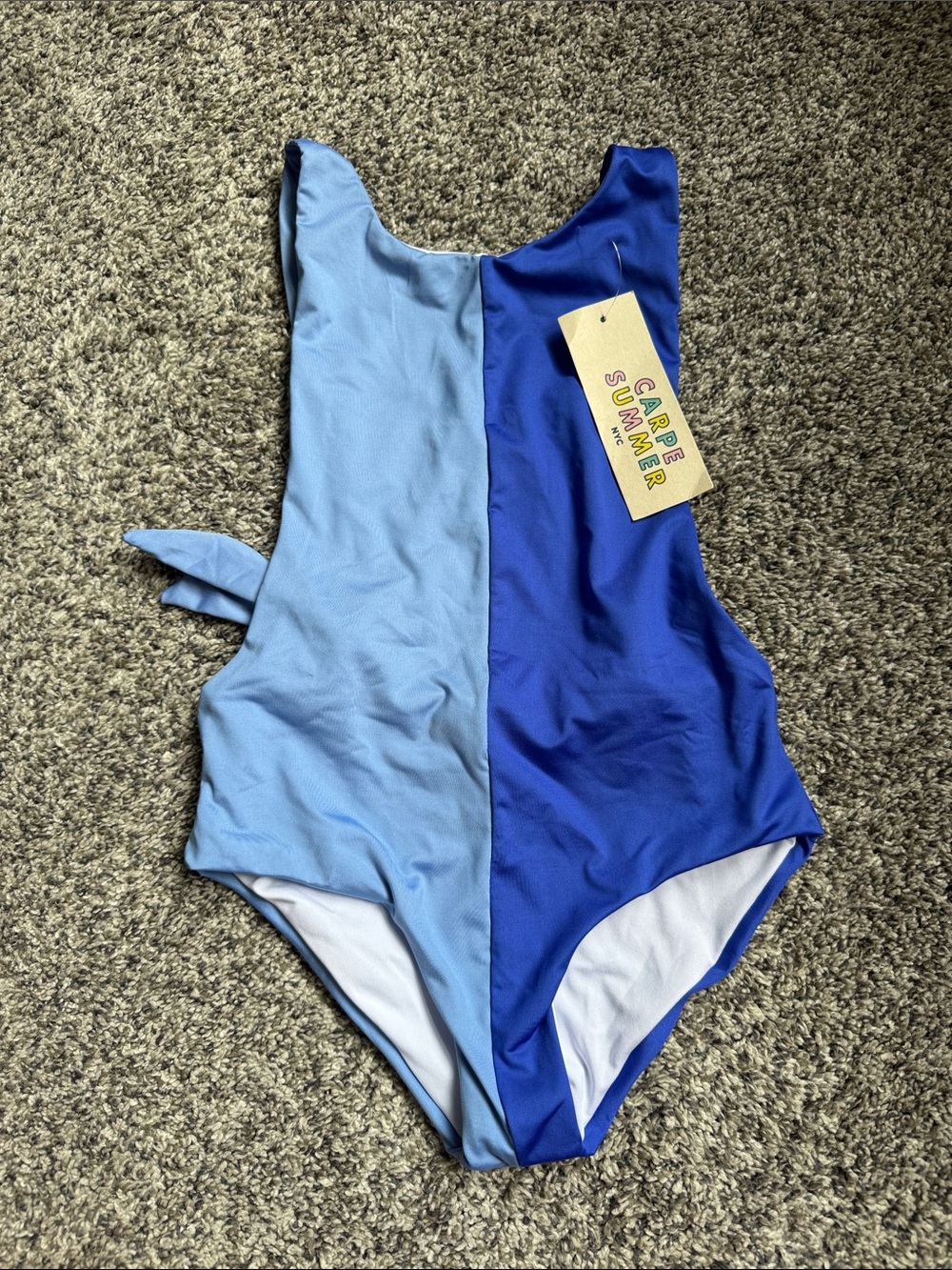 Girls' Two-Tone Blue One-Piece Swimsuit